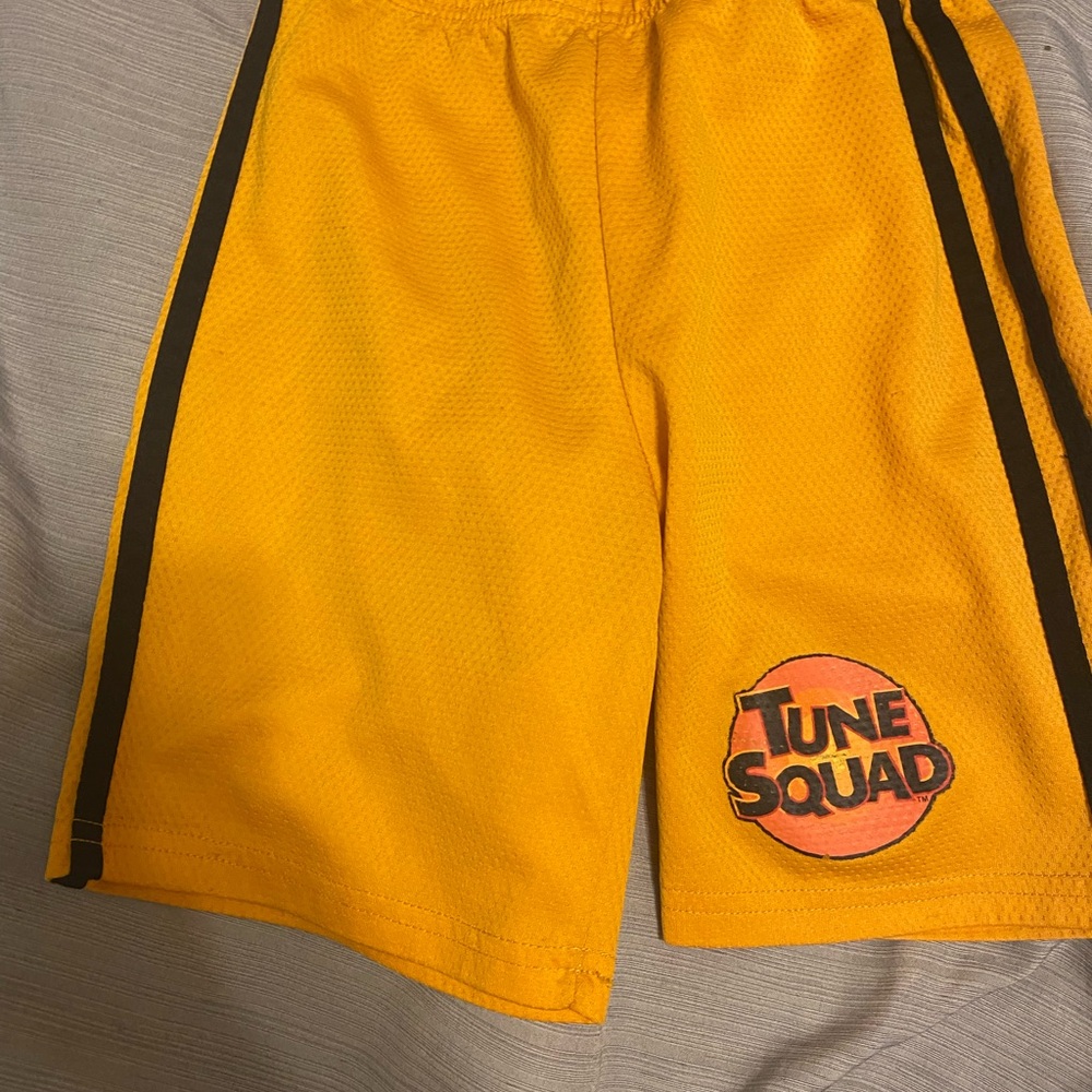 Yellow and Black Athletic Shorts with Tune Squad Logo